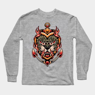 leopard and anchor tattoo Long Sleeve T-Shirt